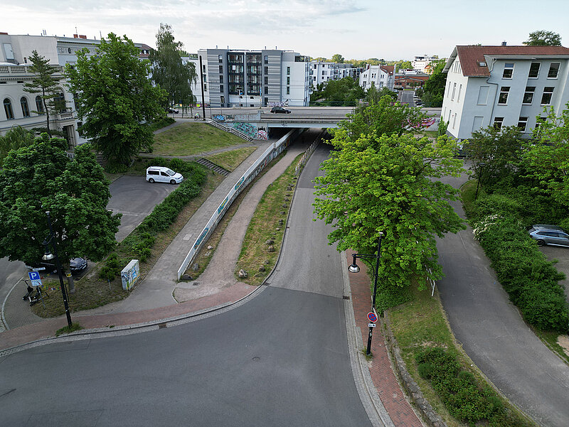 Luftaufnahme vom Kuhtor vor der Sanierung. 