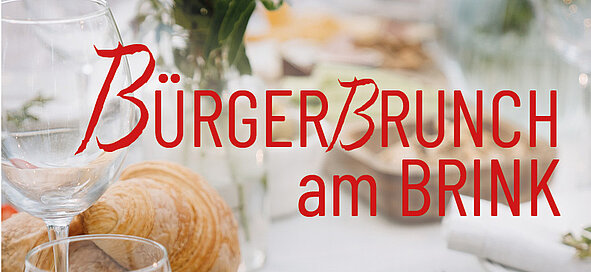 Schriftzug 'Bürgerbrunch am Brink' in roter Schrift auf hellem Hintergrund.