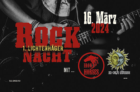 Plakat für Rock Nachtam 16. März 2024 mit Veranstaltungsdetails.
